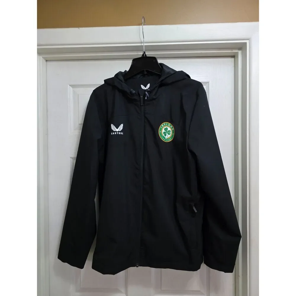 Castore Ireland Rain Jacket Black Waterproof Hooded Soccer Football XL USA 14